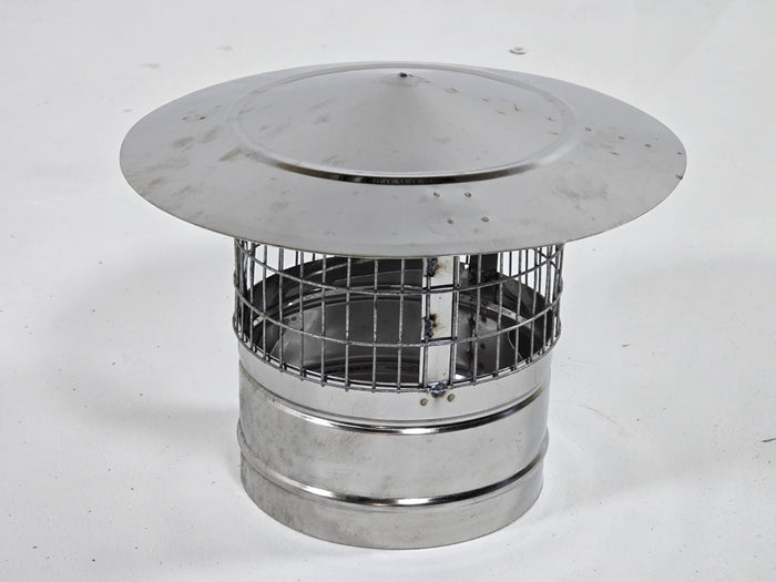 Japanese-style stainless steel chimney cap with mesh