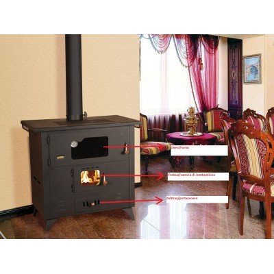 WOOD BURNING COOKING STOVE CAST IRON TOP FIREPLACE SOLID FUEL OVEN COOKER