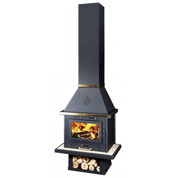 Wood Burning Stove With Integral Orion Lux B Inox