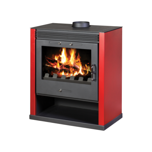 Wood Burning Stove With Integral Boiler Rubin B (Red Color)